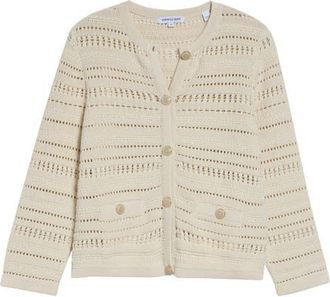 Veronica Beard Bellingham Pointelle Cardigan in Ecru at Nordstrom, Size X-Large