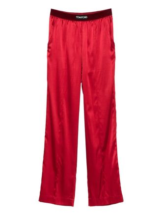 Tom Ford logo-patch trousers - Red