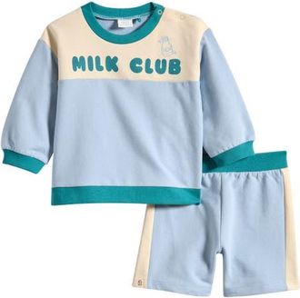 Next Milk Club Sweatshirt & Sweat Shorts Set in Blue at Nordstrom, Size 9-12M