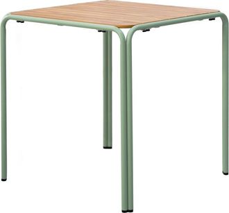 Oviala Mesa de jard&iacute;n bistr&oacute; de metal y polywood 70 cm verde salvia