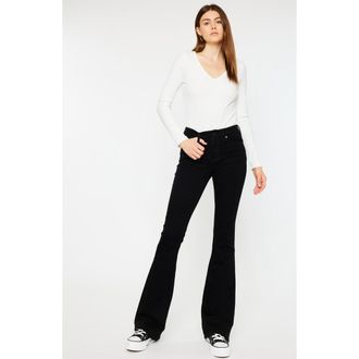 Kancan Ilene Mid Rise Flare Jeans in Black at Nordstrom, Size 25