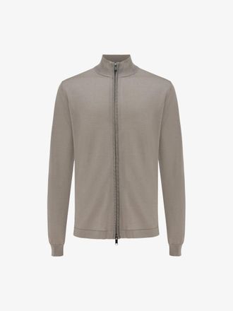 Gentiluomo Turtle Zip Cardigan | Taupe