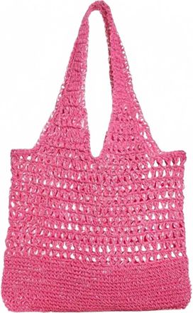 Aqua Womens Handcrafted Crochet Tote Bag In Pink