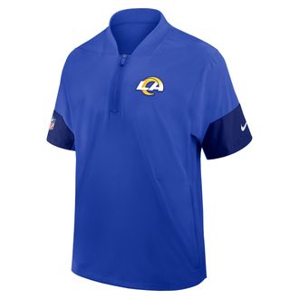 Nike Los Angeles Rams Sideline Coach Nike Mens NFL 1/2-Zip Short-Sleeve Jacket in Blue | 03BO0DGG95-2J5