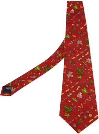 Dunhill Stropdas met bladerprint - Rood