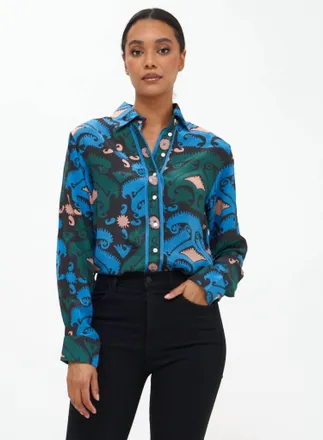 Oliphant Button Down Shirt In Blue Uzbek