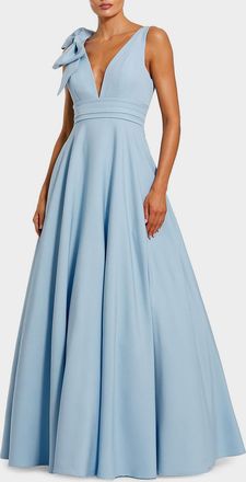 Mac Duggal Crepe Sleeveless V-Neck Gown