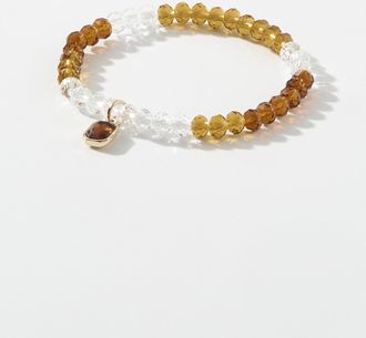 Simons Womens Single-stone two-tone bead bracelet