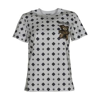 Moschino T-Shirts, female, Gray, Size: XL Logo-print T-Shirt