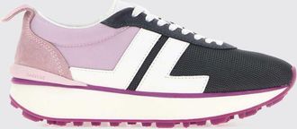 Lanvin Low-Top Sneakers in Mesh and Calfskin with Contrasting Logo and Serrated Sole