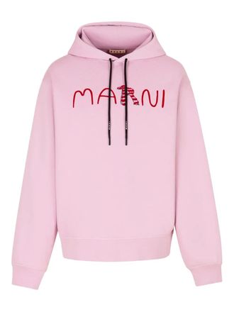 Marni logo-printed hoodie - Pink