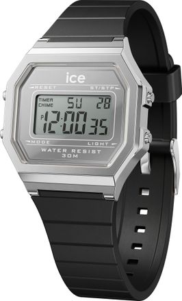 Ice Watch Ice Watch Ice Digit Retro - Metaal Zilver Spiegel - Zwarte Vrouwen Zwarte Horloge 022735