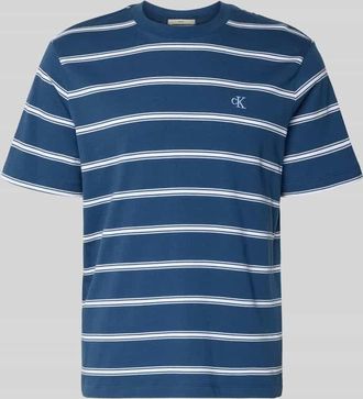 Calvin Klein Jeans T-Shirt mit Logo-Stitching in Marine, Gr&ouml;&szlig;e XXL