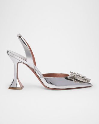 Amina Muaddi Begum Mirror Ornament Slingback Pumps