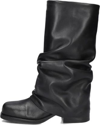 Toral Shoes Schoenen, Dames, Zwart, 41 EU, Wol, Zwarte Leren Laarzen voor Herfst/Winter