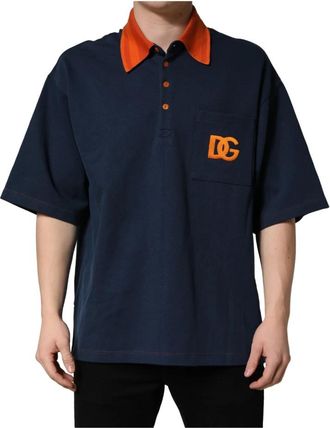 Dolce & Gabbana Polo met korte mouwen - Heren - Polos - Blauw - M - Katoen - Tops