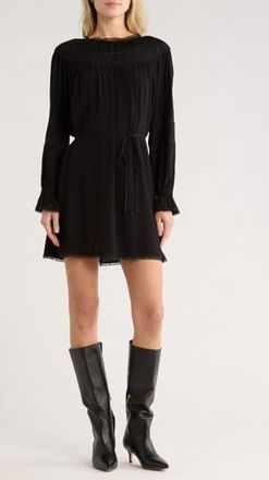 Wayf Lace Trim Long Sleeve Dress in Black at Nordstrom Rack, Size X-Large