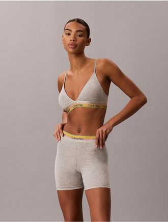 Calvin Klein Womens Icon Cotton Modal Pride Lightly Lined Triangle Bra - Light/Pastel Grey - XL