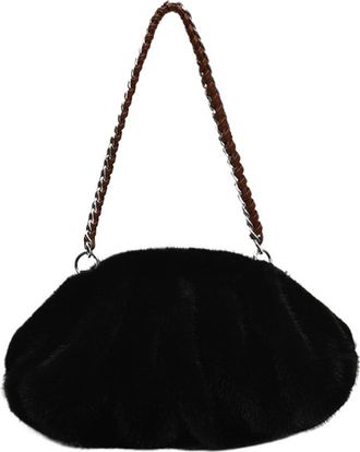 Generic Womens Plush Bags Plush Pleated Shoulder Bags For Women Purses And Handbags Winter Warm Soft(Black)