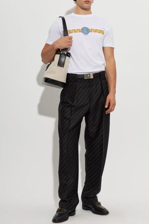 Versace Wool Pleated Trousers, Mens, Black