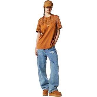 MCM Monogram Print T-Shirt in Organic Cotton in Cognac at Nordstrom, Size Xx-Large