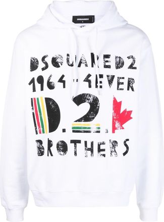 Dsquared2 logo-print cotton hoodie - men - Cotton - S - White