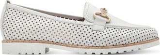 Tamaris Schoenen, Dames, Wit, 38 EU, Leer, Witte platte schoenen met gouden gesp