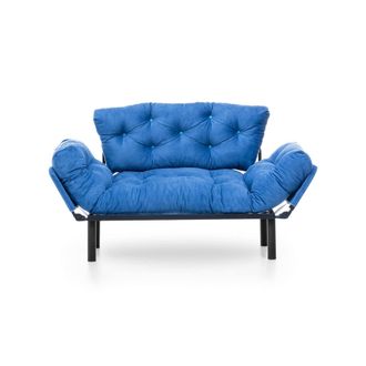 Dmora Sof&aacute; Cama 2 Plazas Guchol, Almacenaje, Reclinable, Brazos, 155x70 Cm Azul