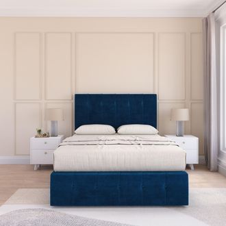 Sloomy Cambridge Divan Bed Set With No drawers & Matching Footboard - Plush Velvet in Navy | Size: Small Single