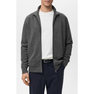 Mango Regular Fit Zip Jacket in Dark Heather Grey at Nordstrom, Size Xx-Large