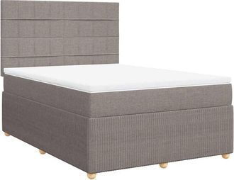 vidaXL Vidaxl - Cama Box Spring Con Colch&oacute;n Tela Gris Taupe 160x200 Cm