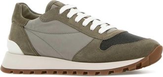 Brunello Cucinelli Womens Dove Grey Suede And Fabric Sneakers C7550