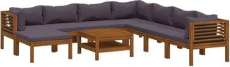 vidaXL Muebles De Jard&iacute;n 9 Pzas Cojines Madera Maciza De Acacia Vidaxl