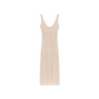 Akep Midi Dresses, female, Beige, Size: XL Dress with Shimmering Sequins