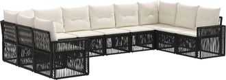 vidaXL Conjunto De Sof&aacute;s De Jard&iacute;n 10 Uds. Negro Y Blanco Crema Vidaxl