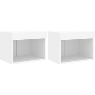 vidaXL Vidaxl - Mesitas De Noche De Pared Con Luces Led 2 Unidades Blanco