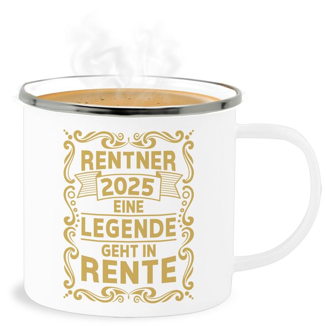 Shirtracer Emaille Becher Blechbecher - Tassen - Rentner 2025 Eine ...