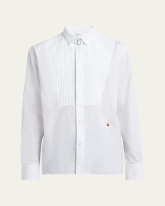 Alexander McQueen Mens Poplin Tuxedo Shirt with Wing Collar