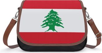Generic Flag of Lebanon Crossbody Bag Womens Handbag PU Message Bags Shoulder Purse with Adjustable Strap