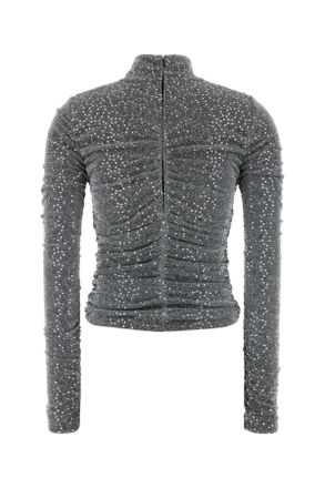 Dolce & Gabbana Womens Silver Jersey Top Melangegrigio Maglie