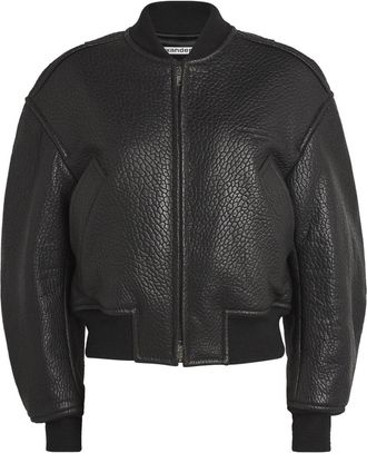Alexander Wang Lambskin Cropped Bomber Jacket Size XS