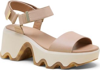 Sorel Kinetic Aura Ankle Strap Platform Sandal in Honest Beige/Bleached Ceramic at Nordstrom, Size 10.5