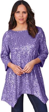 Roaman's Handkerchief Hem Sequin Tunic in Vintage Lavender at Nordstrom, Size 28