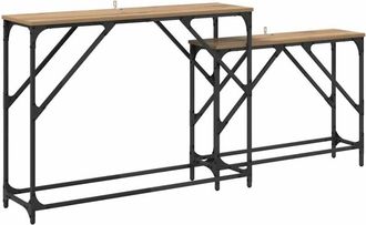 vidaXL Mesa Consola 2 Pcs Roble Artesanal 100 X 28 X 75 Cm Vidaxl