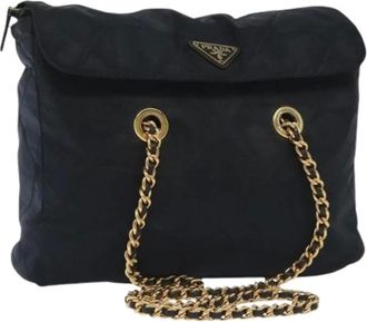 Prada Pre-owned Shoulder Bags, female, Blue, Size: ONE SIZE Pre-owned Nylon Shoulder Bag