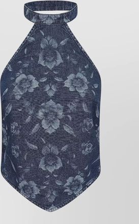 Pinko denim halterneck top open back design