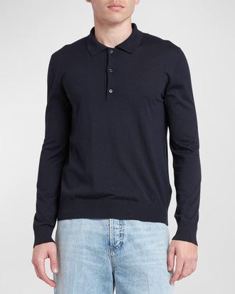 Valentino Garavani Mens Cashmere-Silk Polo Shirt