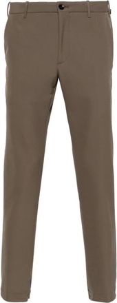 Incotex Khaki Broek met Elastische Tailleband - Heren - Chinos - Bruin - M - Broeken