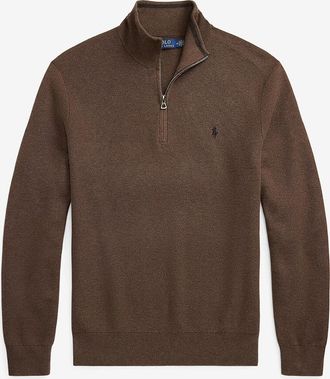 Polo Ralph Lauren Piqué-Strick-Pullover mit Stehkragen und Reissverschluss Pony