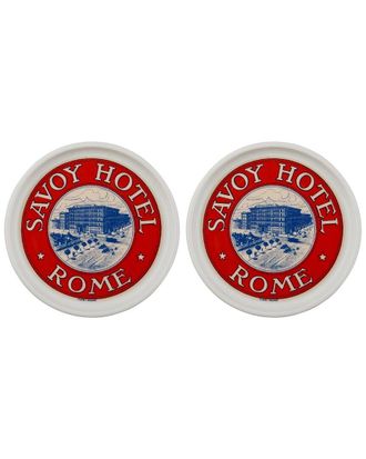 Rosanna Set of 2 The Grand Tour Italy Coasters: Savoy Hotel